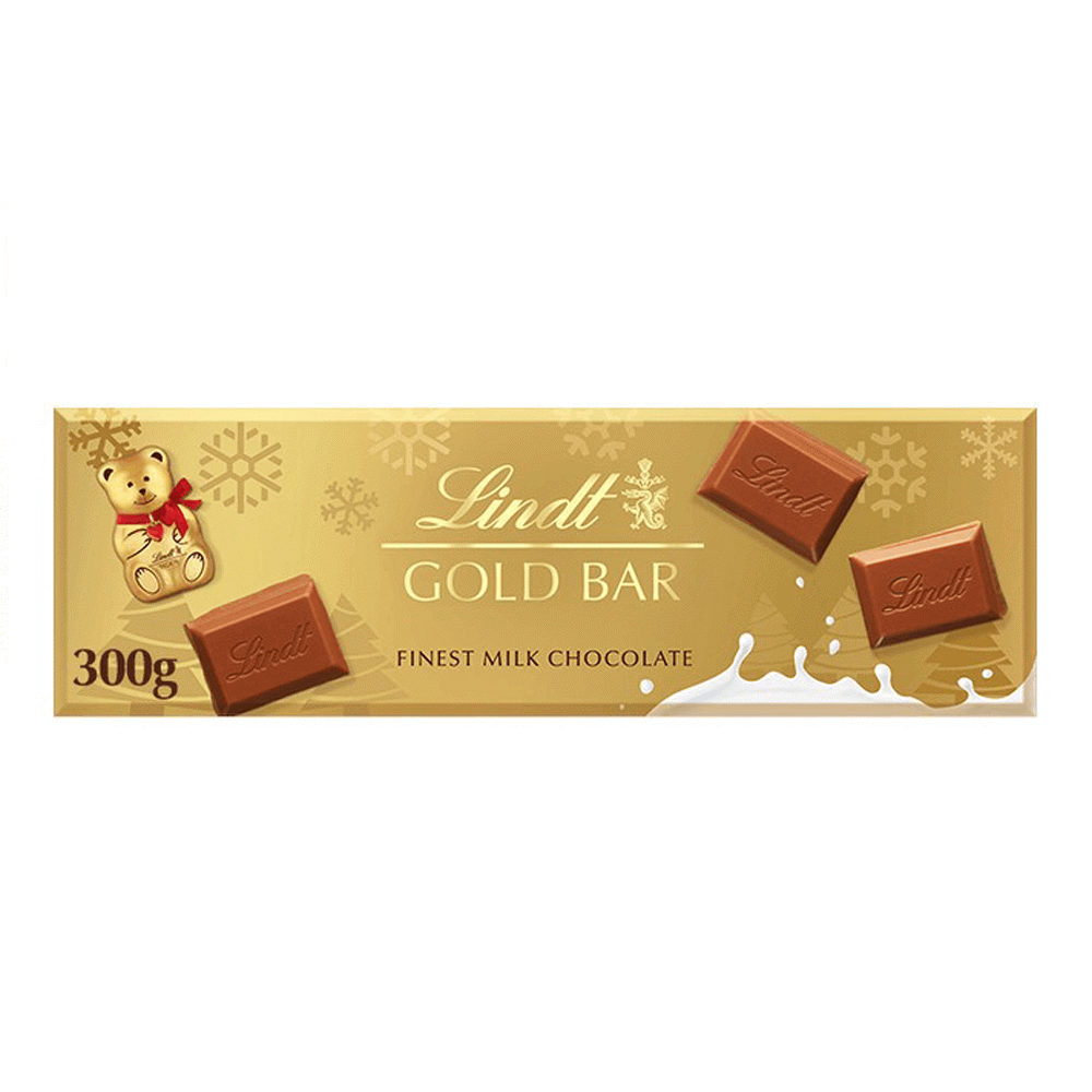 Lindt Christmas Milk Chocolate Gold Bar 300g